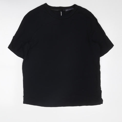 Marks and Spencer Womens Black Polyester Basic T-Shirt Size 12 Round Neck
