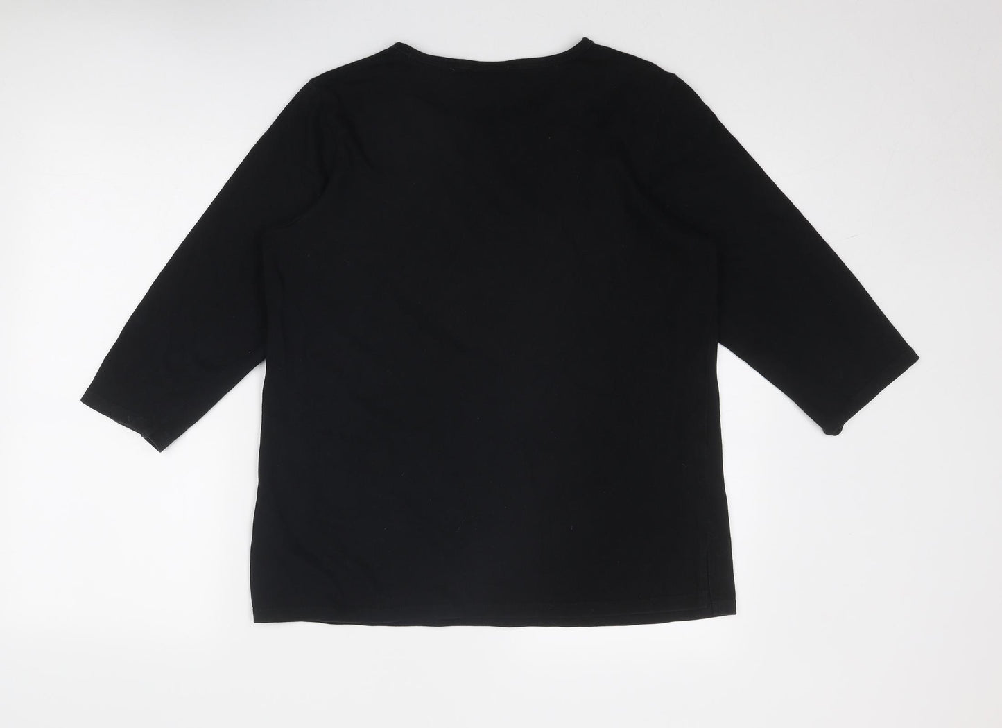 Quacker Factory Womens Black Cotton Basic T-Shirt Size M Round Neck - Reindeer Christmas