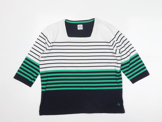 Tigi Womens Blue Striped Polyester Basic T-Shirt Size 14 Square Neck - Size 14-16