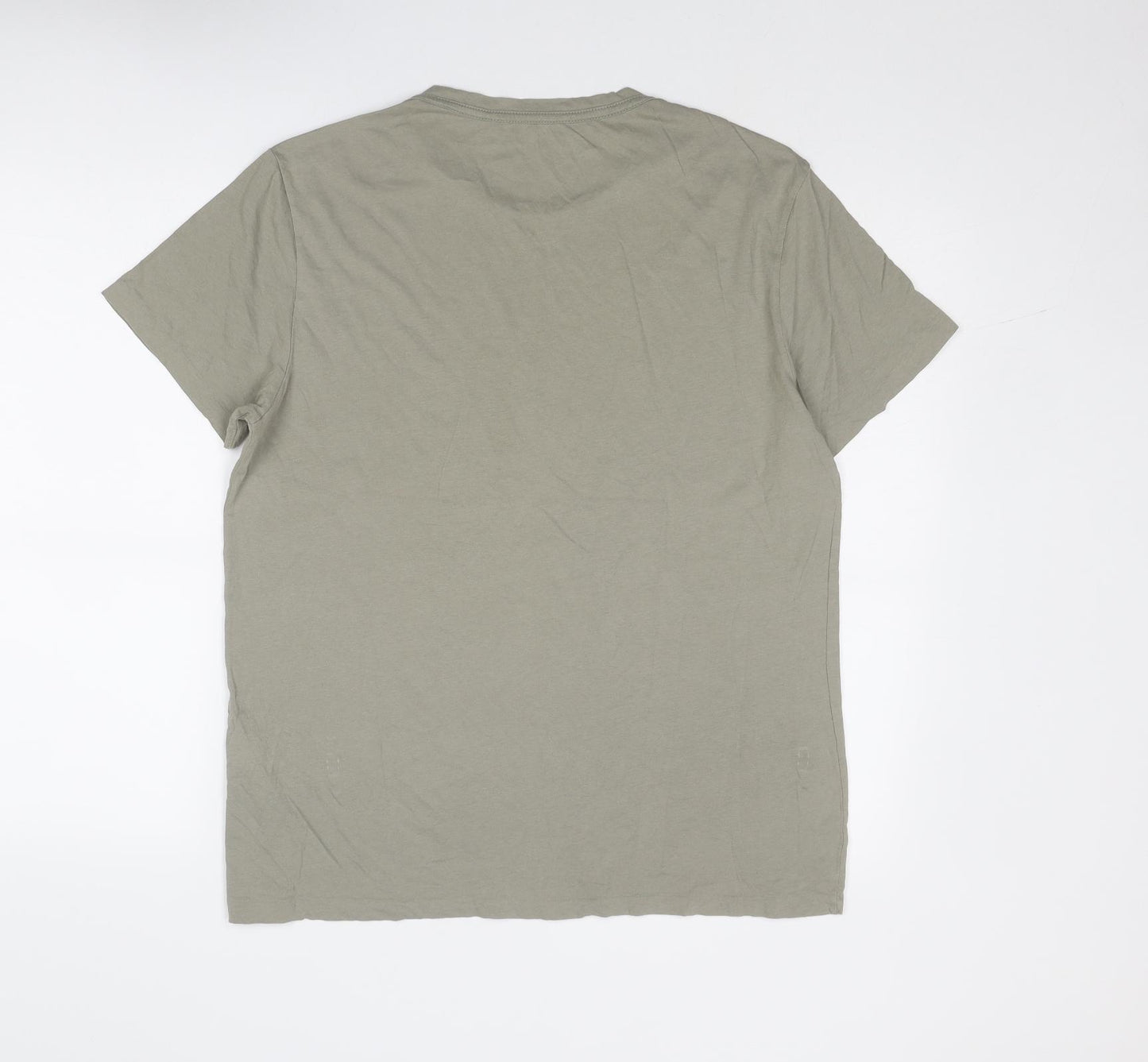AllSaints Mens Green Cotton T-Shirt Size M Round Neck