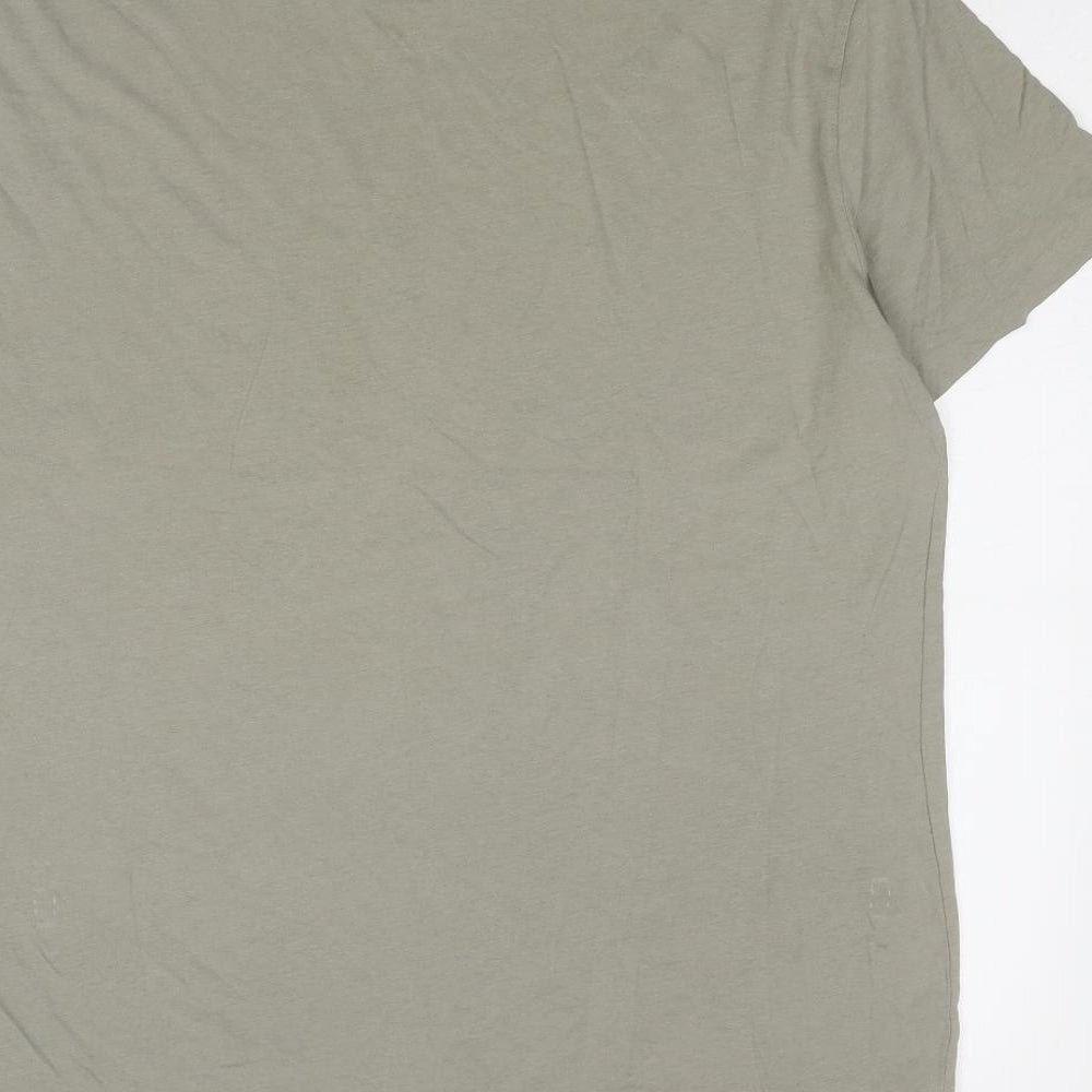 AllSaints Mens Green Cotton T-Shirt Size M Round Neck