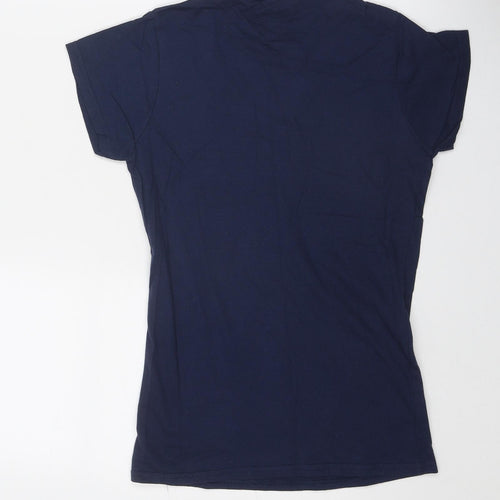 Gildan Womens Blue Cotton Basic T-Shirt Size S V-Neck - Budapest