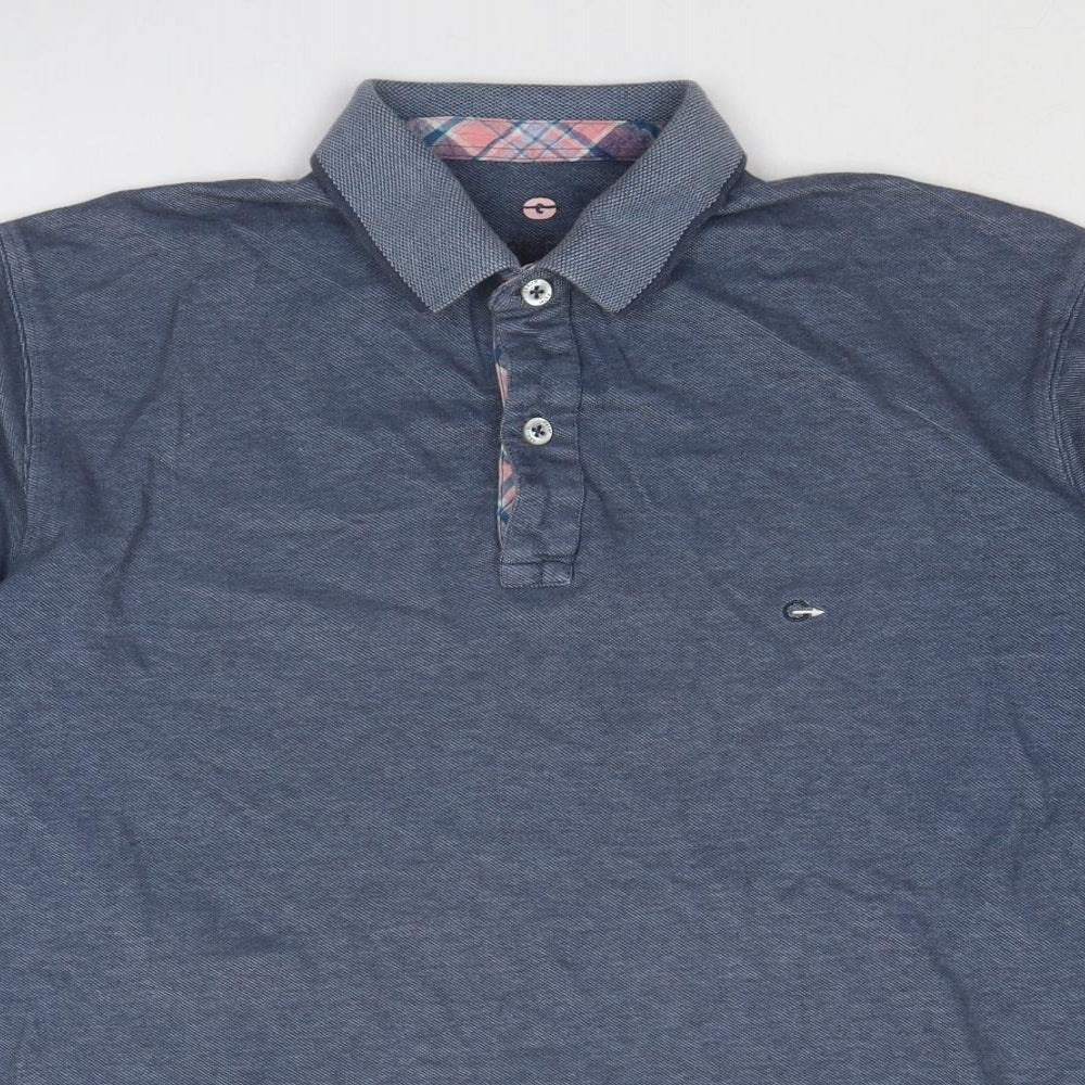 Peter Gribby Mens Blue Cotton Polo Size M Collared Button