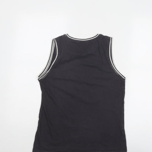 Marks and Spencer Boys Grey Cotton Basic Tank Size 12-13 Years Round Neck Pullover - 16
