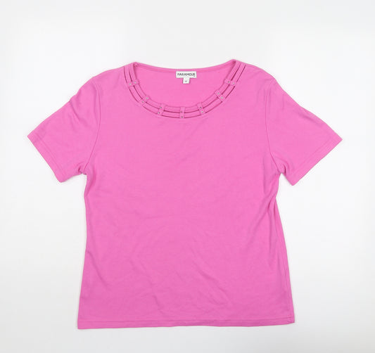 Paramour Womens Pink Polyester Basic T-Shirt Size M Round Neck