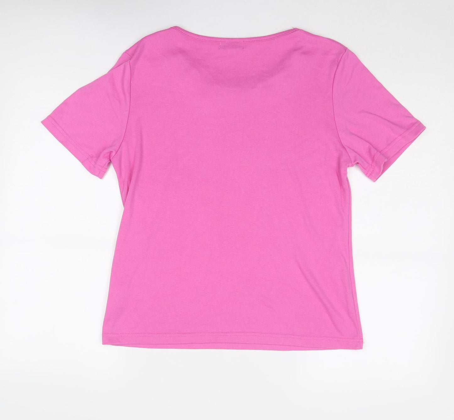 Paramour Womens Pink Polyester Basic T-Shirt Size M Round Neck