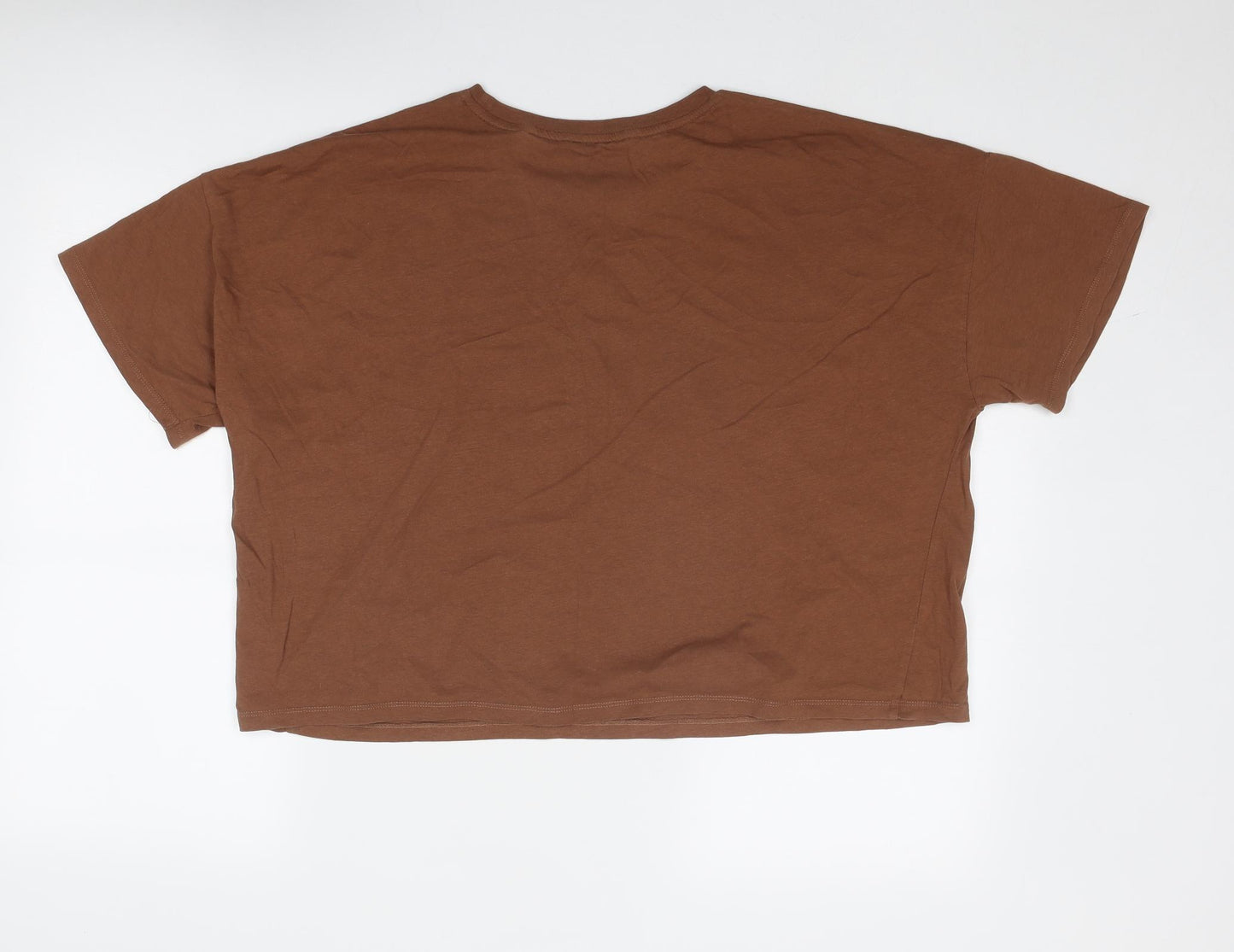 Bambi Womens Brown Cotton Basic T-Shirt Size 12 Round Neck - Size 12-14