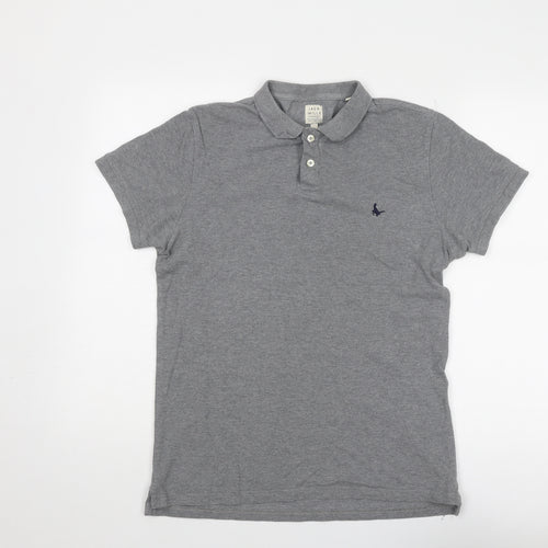 Jack Wills Mens Grey Cotton Polo Size M Collared Button