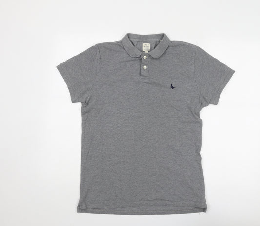 Jack Wills Mens Grey Cotton Polo Size M Collared Button