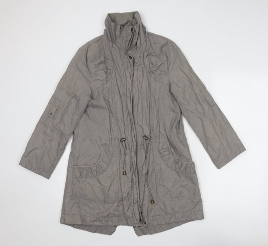 Wallis Womens Grey Overcoat Coat Size S Zip