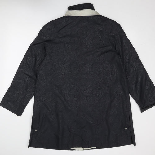 Junge Womens Black Geometric Overcoat Coat Size 12 Zip