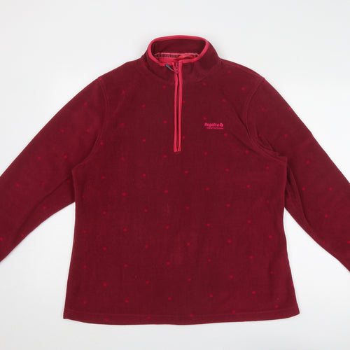 Regatta Womens Red Polka Dot Polyester Pullover Sweatshirt Size 16 Zip
