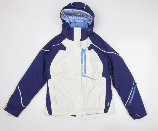 Wed'ze Womens Blue Geometric Ski Jacket Jacket Size 12 Zip