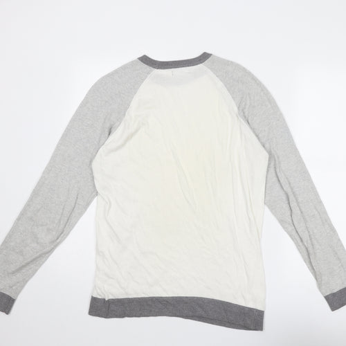 Zara Mens Grey Round Neck Acrylic Pullover Jumper Size M Long Sleeve