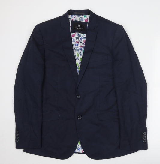 Spitalfields Mens Blue Cotton Jacket Suit Jacket Size 40 Regular