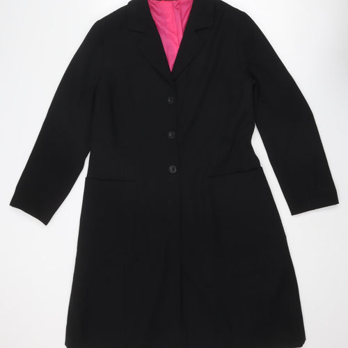 Betty Jackson Womens Black Overcoat Coat Size 14 Button