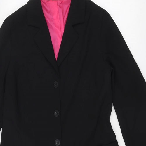 Betty Jackson Womens Black Overcoat Coat Size 14 Button