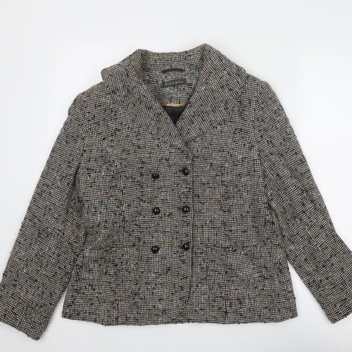 Alex & Co Womens Brown Geometric Jacket Blazer Size 14 Button