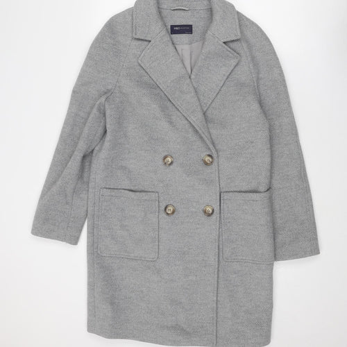 Marks and Spencer Womens Grey Overcoat Coat Size 8 Zip