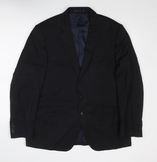 Aquascutum Mens Black Wool Jacket Suit Jacket Size 44 Regular