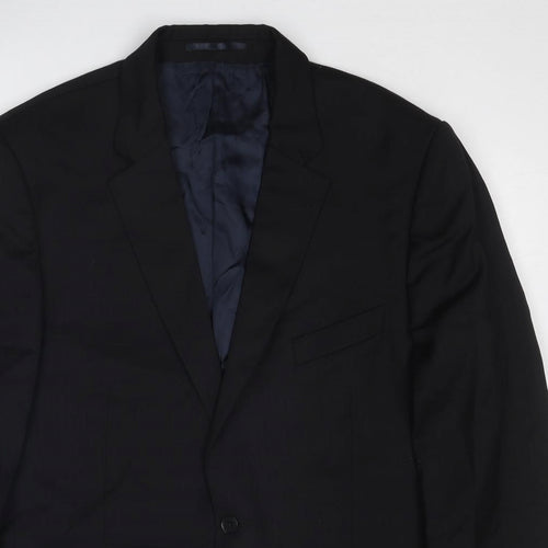 Aquascutum Mens Black Wool Jacket Suit Jacket Size 44 Regular