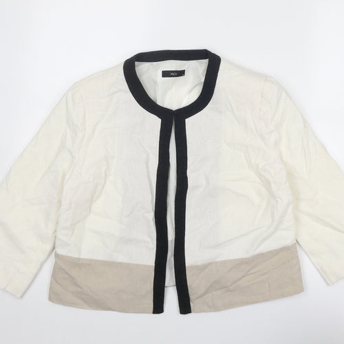 M&Co Womens Ivory Jacket Blazer Size 14 Hook & Eye