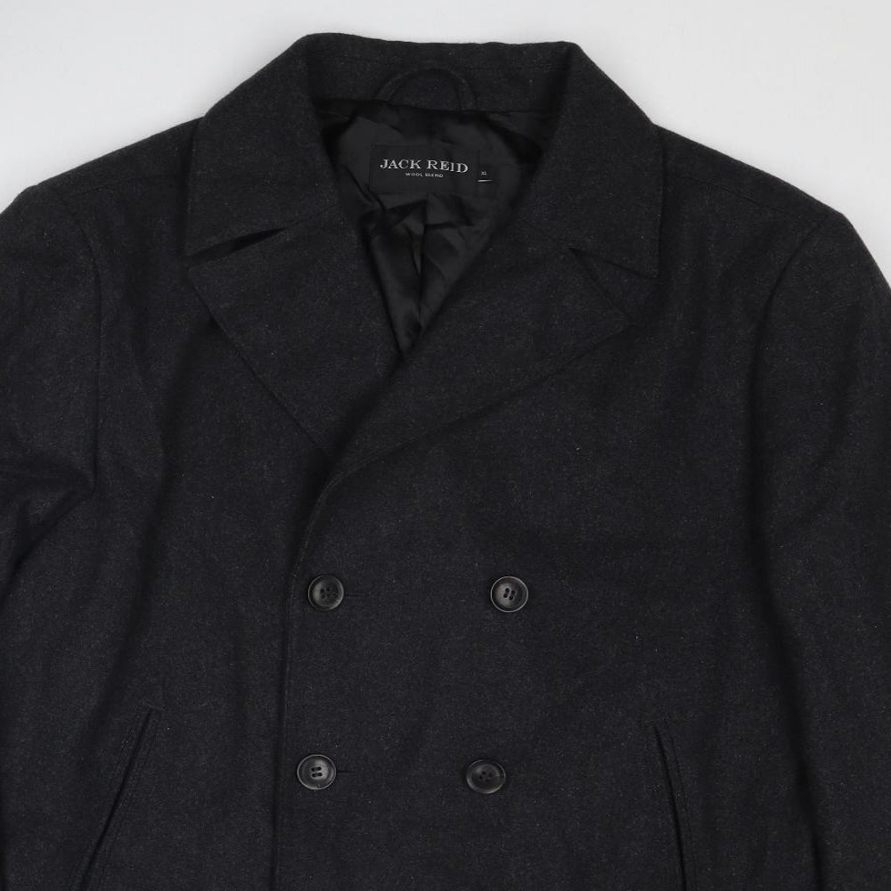 Jack Reid Mens Grey Pea Coat Coat Size XL Button