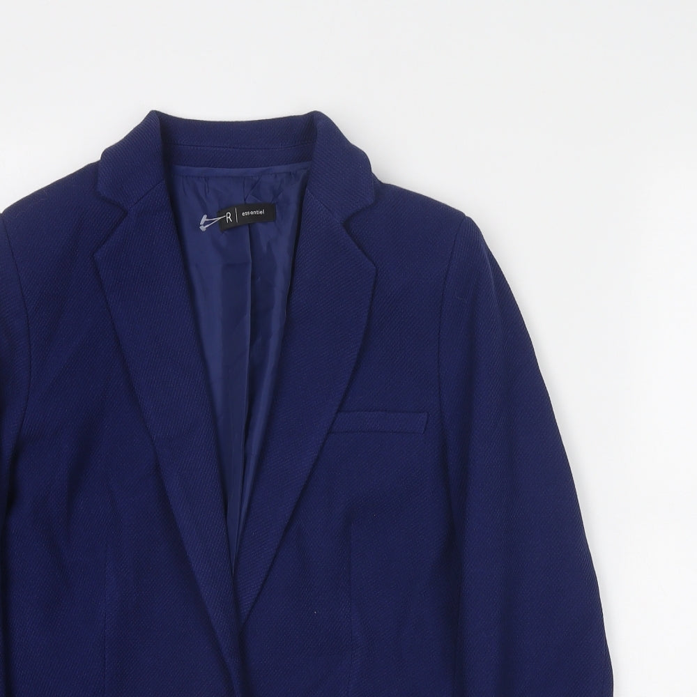 R Essential Womens Blue Polyester Jacket Blazer Size 10