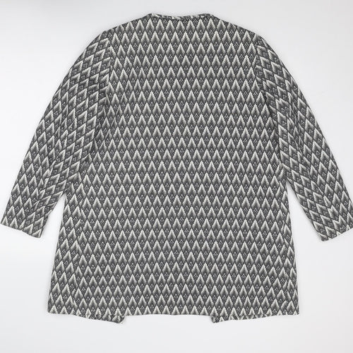 H&M Womens Grey Geometric Overcoat Coat Size 16