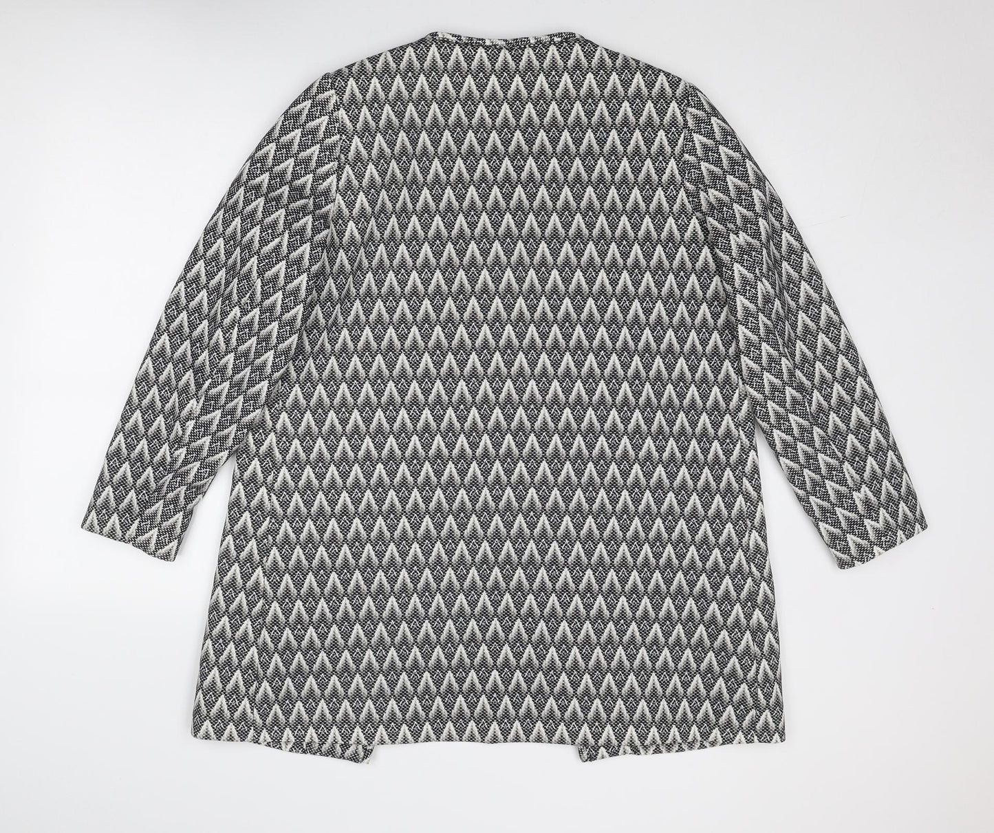 H&M Womens Grey Geometric Overcoat Coat Size 16