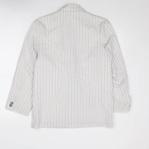 Principles Womens White Striped Jacket Blazer Size 12 Button