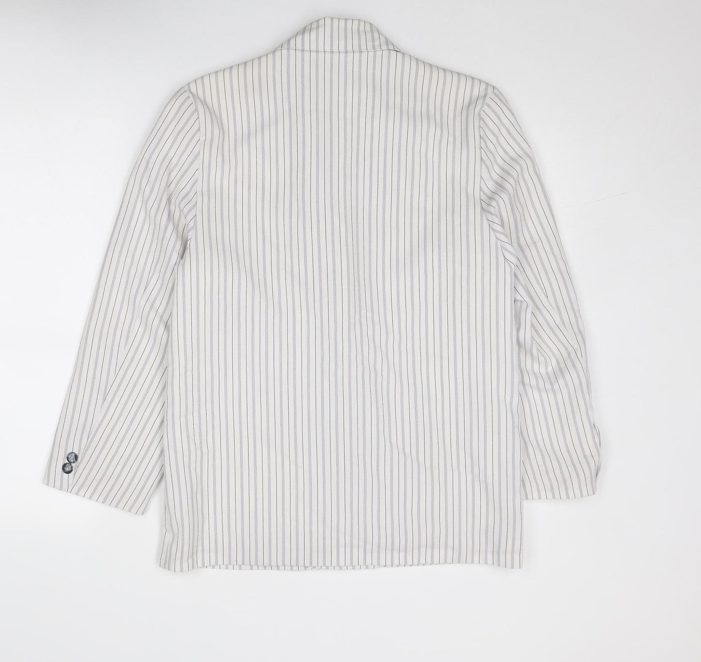 Principles Womens White Striped Jacket Blazer Size 12 Button