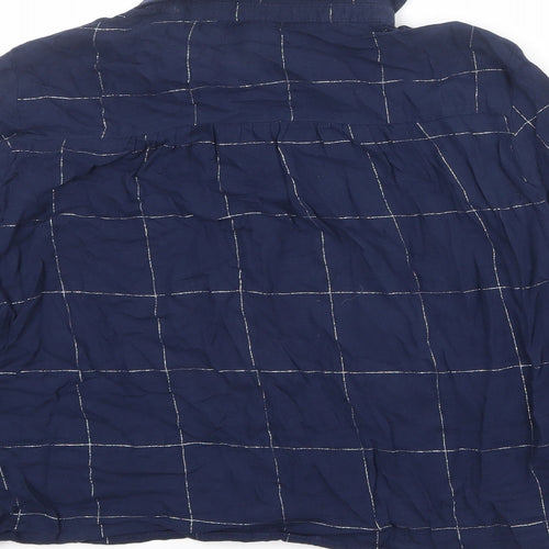 Zara Womens Blue Striped Cotton Basic Button-Up Size L Collared