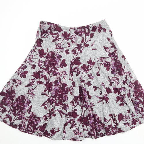 Marks and Spencer Womens Grey Floral Polyester Swing Skirt Size 16