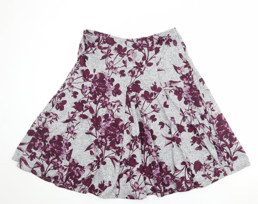 Marks and Spencer Womens Grey Floral Polyester Swing Skirt Size 16