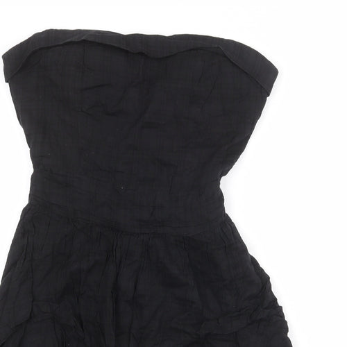 AX Paris Womens Black 100% Cotton Mini Size 12 Square Neck Zip - Strapless