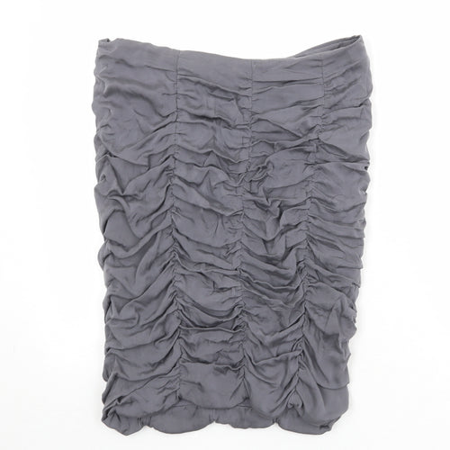Coast Womens Grey Silk Bandage Skirt Size 14 Zip