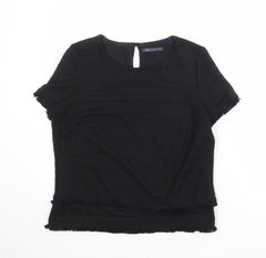 Marks and Spencer Womens Black Polyester Basic Blouse Size 14 Round Neck