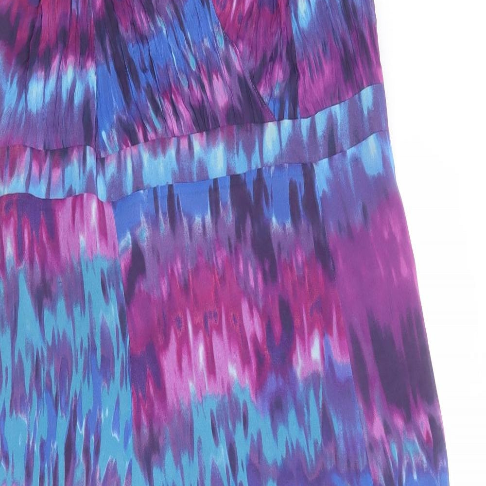 Per Una Womens Multicoloured Tie Dye Polyester Tank Dress Size 16 V-Neck Zip
