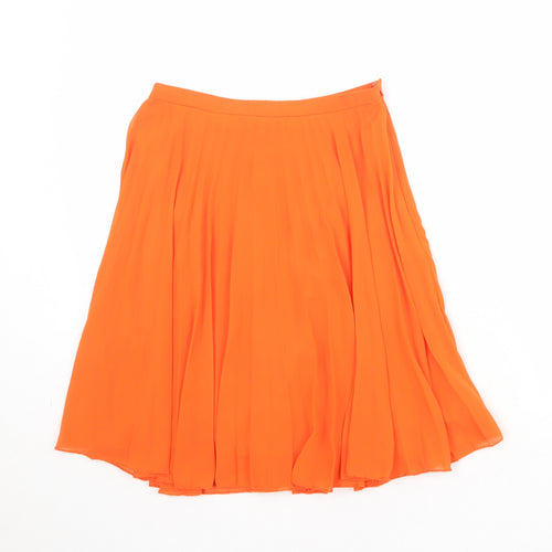 ASOS Womens Orange Polyester Pleated Skirt Size 6 Zip