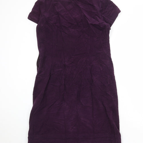 Boden Womens Purple Cotton Shift Size 14 Round Neck Zip