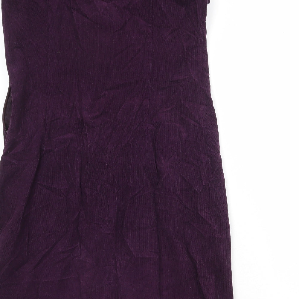 Boden Womens Purple Cotton Shift Size 14 Round Neck Zip