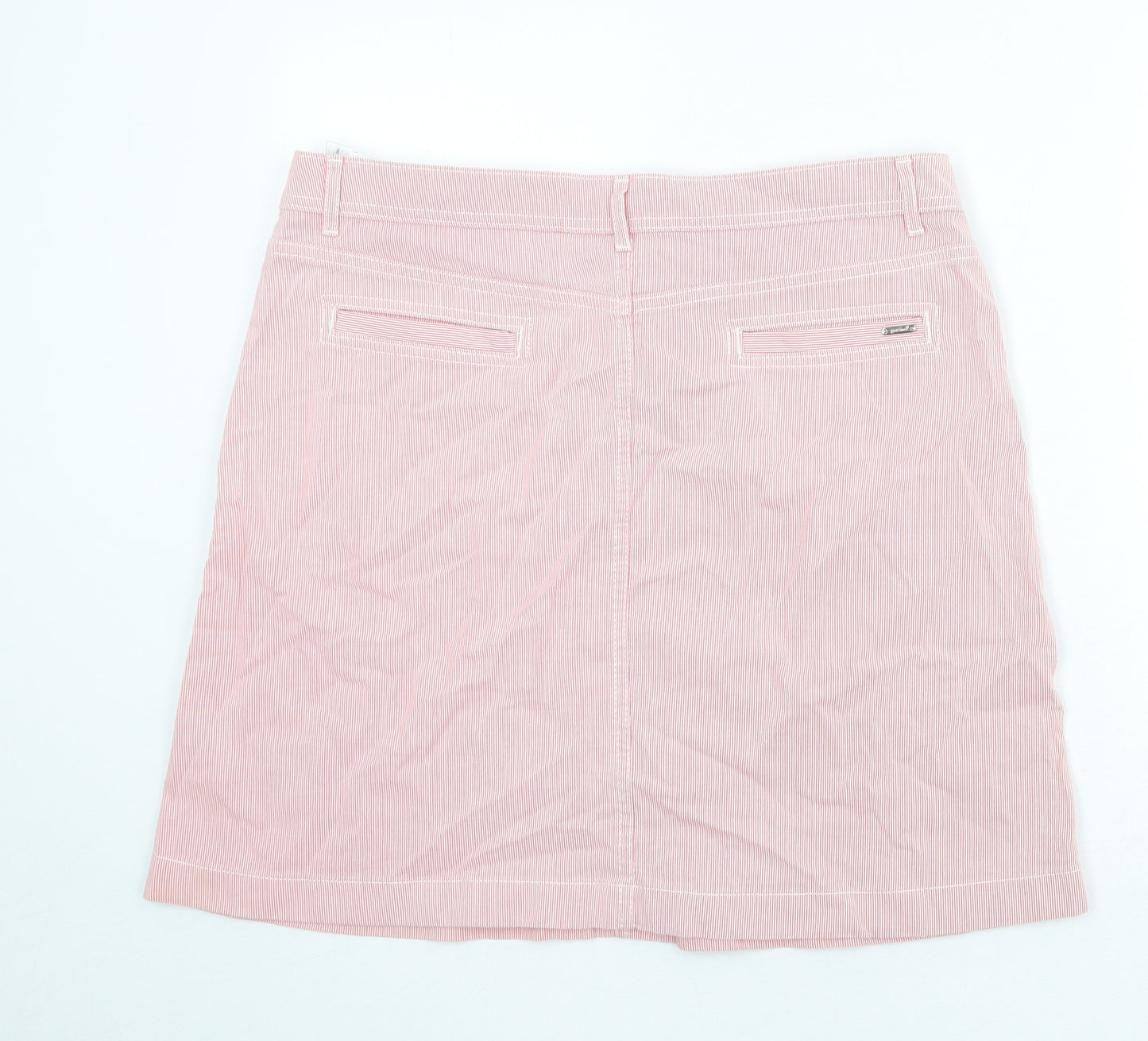 Per Una Womens Pink Striped Cotton A-Line Skirt Size 16 Zip