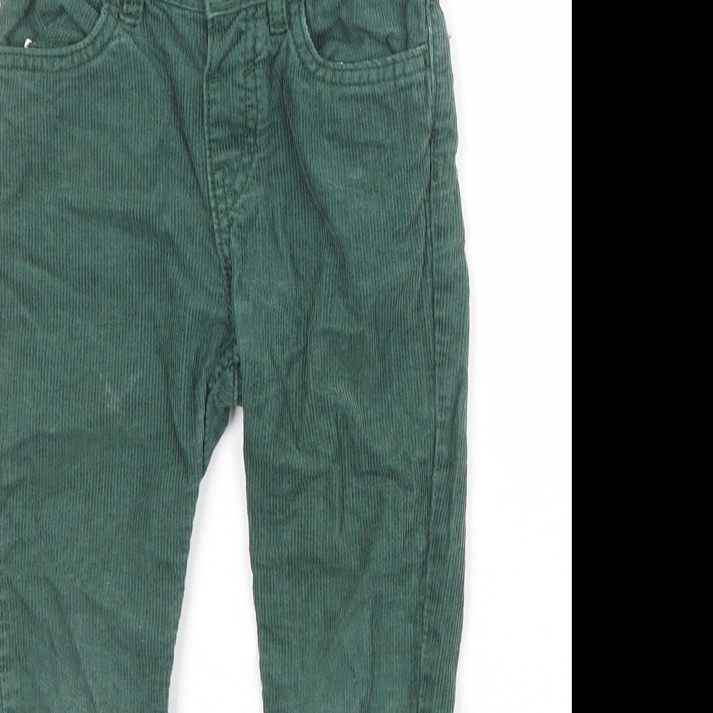 H&M Boys Green 100% Cotton Chino Trousers Size 4-5 Years Regular Zip