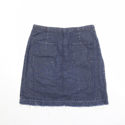 Joie De Vivre Womens Blue Floral Cotton A-Line Skirt Size 12 Zip