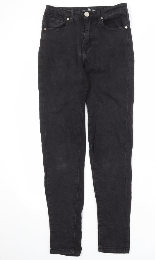 Boohoo Womens Black Cotton Skinny Jeans Size 8 Regular Zip