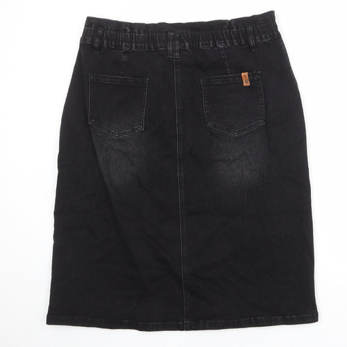 Brakeburn Womens Black Cotton A-Line Skirt Size 16 Button