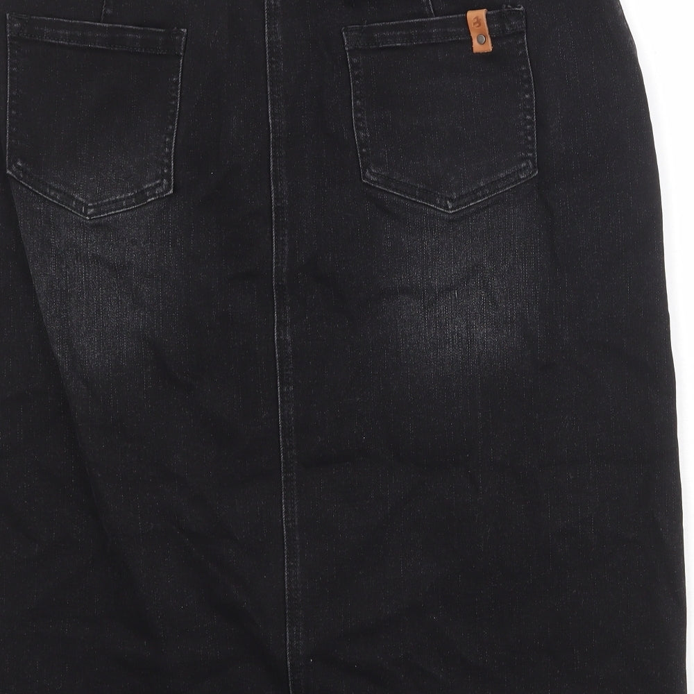 Brakeburn Womens Black Cotton A-Line Skirt Size 16 Button