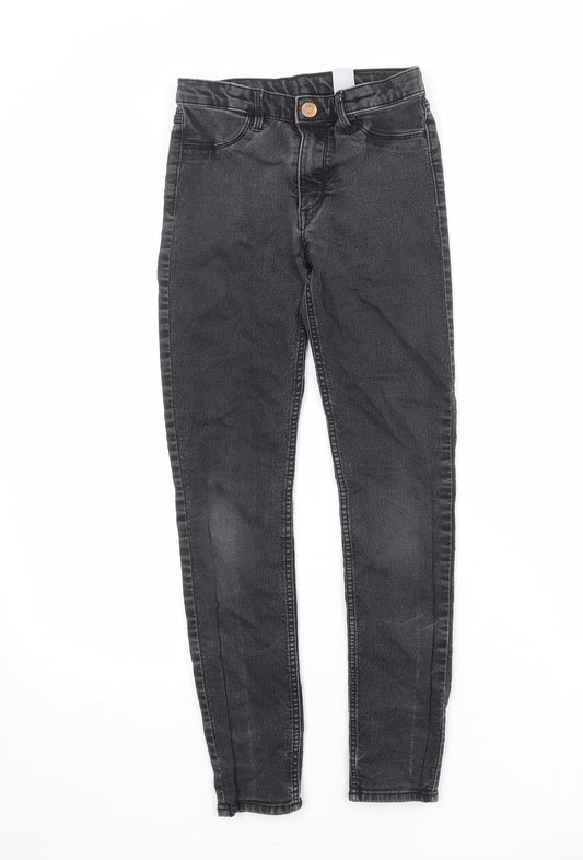 H&M Boys Grey Cotton Skinny Jeans Size 10-11 Years Regular Zip