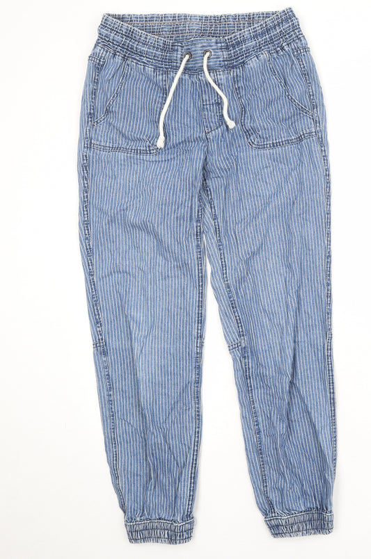 Divided by H&M Womens Blue Cotton Jogger Trousers Size 8 Regular Drawstring